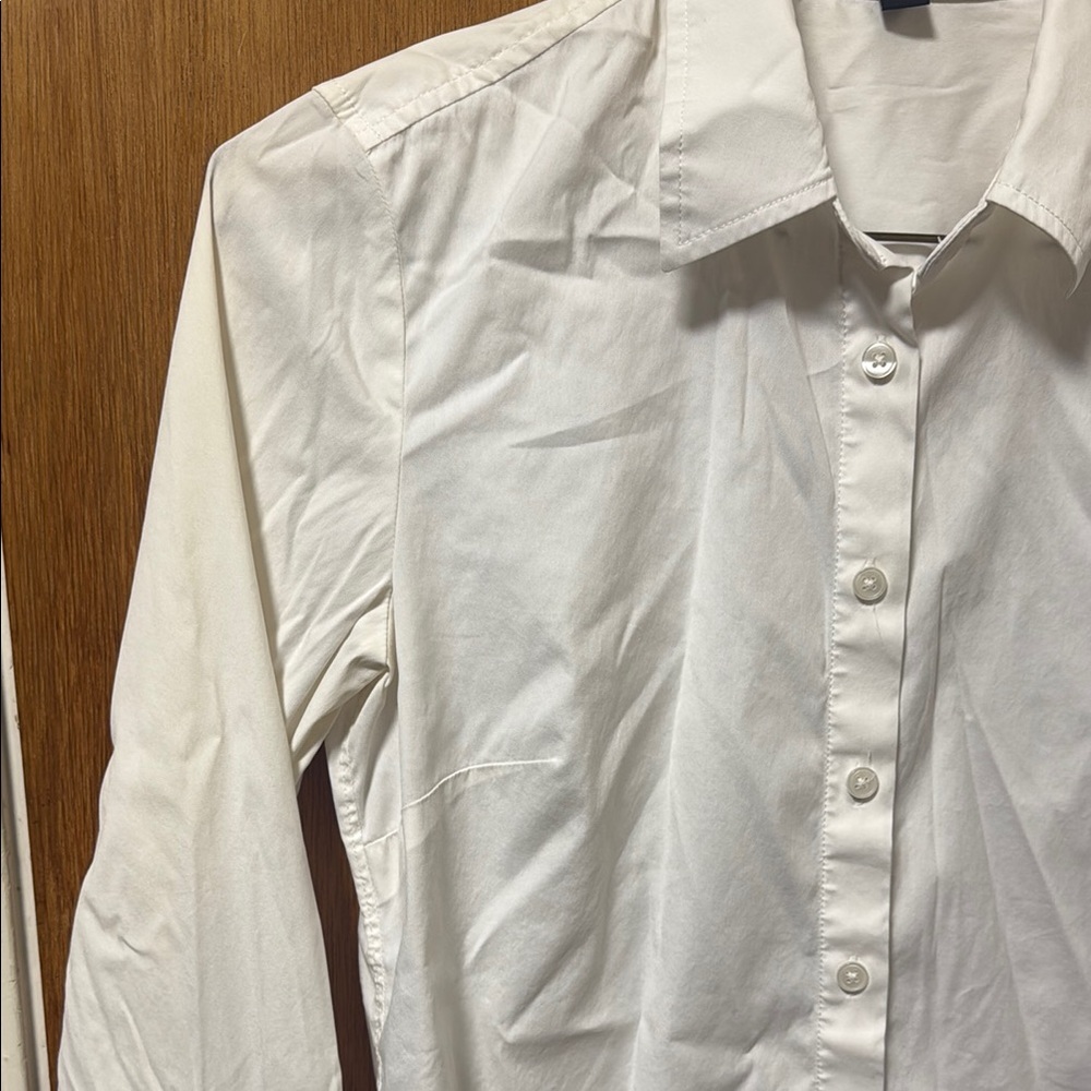 Ann Taylor White Button Down Long Sleeve Shirt - Picture 2 of 7
